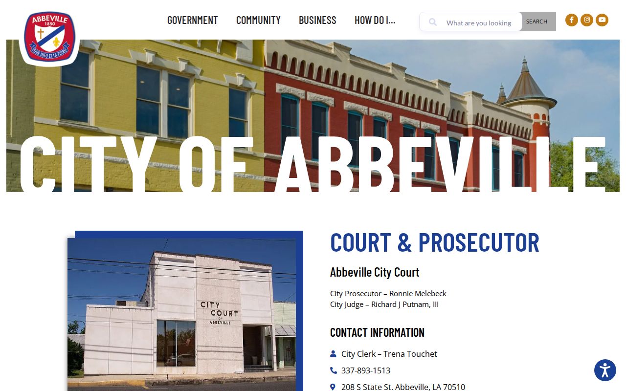 Abbeville City Court contact information for Vermilion Parish municipal court warrant records